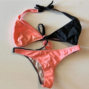 Paula Cahen D'anvers Color Block Bikini Tie Front Size 2